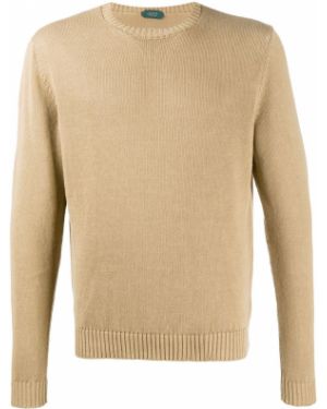 Прилепнал пуловер Zanone кафяво