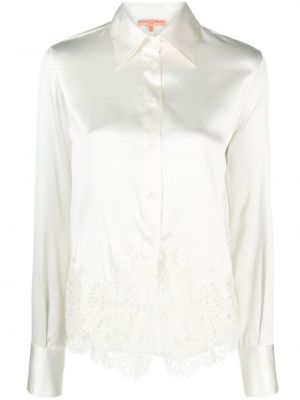 Svilena bluza s čipkom Ermanno Scervino bijela