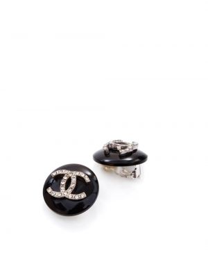 Boucles d'oreilles à boutons Chanel Pre-owned noir