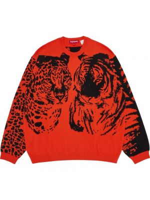 Жаккардовый свитер Supreme оранжевый
