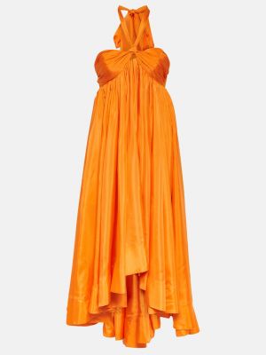 Шелковое платье миди Zimmermann оранжевое