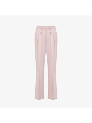 Шерстяные брюки Victoria Beckham розовые