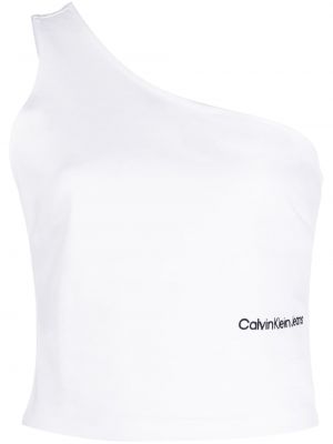 Кроп топ бродиран Calvin Klein бяло