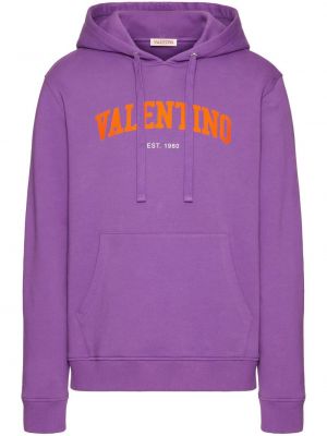 Kokvilnas kapučdžemperis ar apdruku Valentino Garavani violets