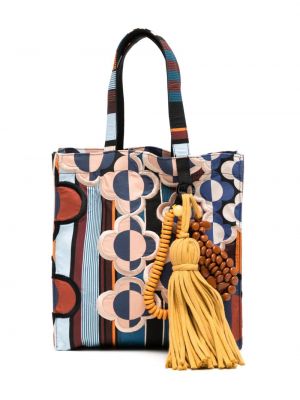 Bombažna nakupovalna torba z vezenjem s cvetličnim vzorcem Biyan rdeča