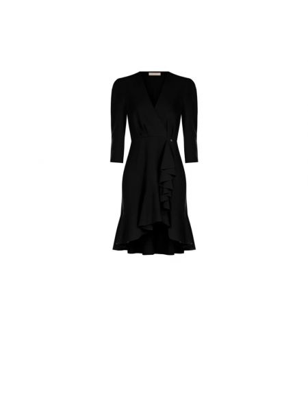 Asymmetrisches kleid mit v-ausschnitt mit rüschen Rinascimento schwarz