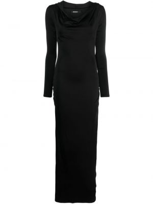 Drapované dlouhé šaty s kapucňou Misbhv čierna