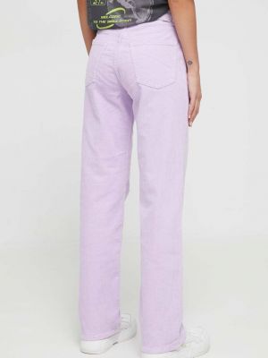 Manšestrové kalhoty s vysokým pasem Billabong fialové