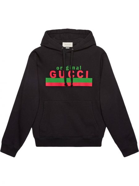 Hoodie con stampa Gucci nero