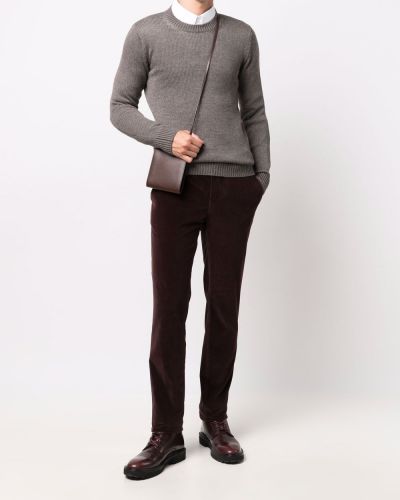 Jersey de lana merino de tela jersey de cuello redondo Roberto Collina gris