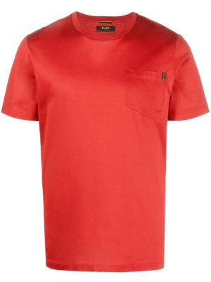 Памучна сатенена тениска с кръгло деколте Moorer червено
