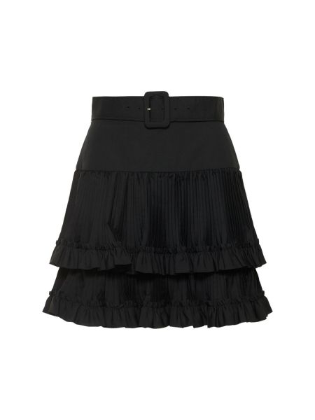 Černé plisované bavlněné mini sukně Brandon Maxwell