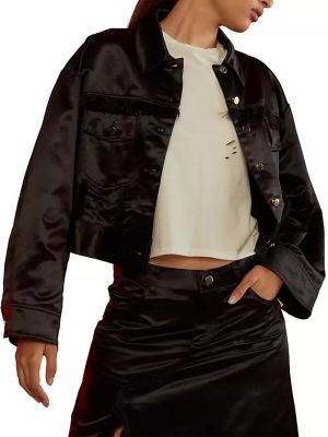 Атласная куртка с потертостями Cynthia Rowley черная