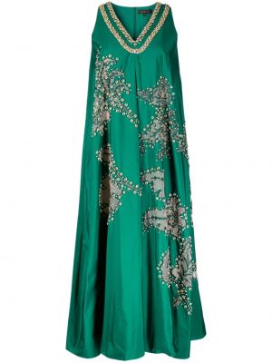 Midi šaty s výšivkou bez rukávů Biyan zelené
