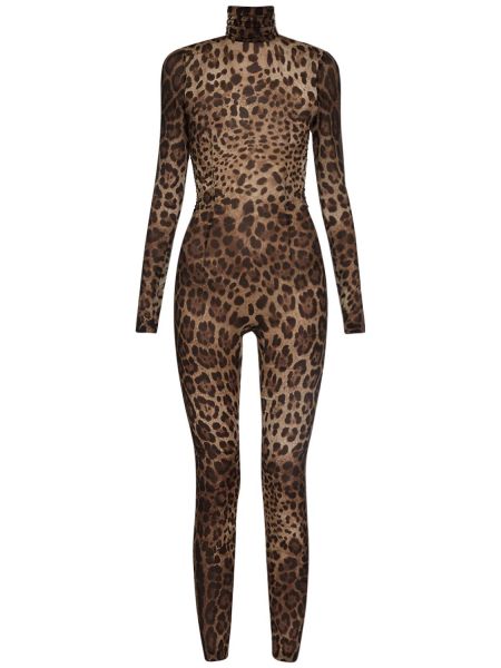 Leopard chiffon silke romper Dolce & Gabbana