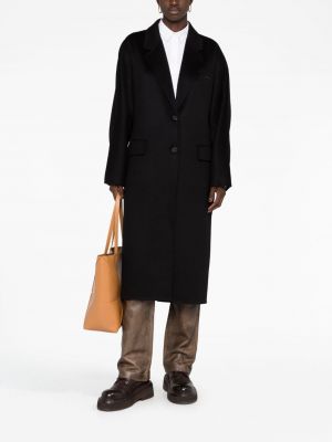 Kašmírový kabát s výšivkou Prada černý