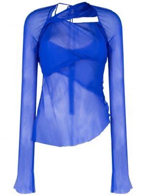 Průsvitný hedvábný top Rachel Gilbert modrý
