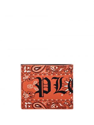 Pomarańczowy portfel z nadrukiem z wzorem paisley Philipp Plein