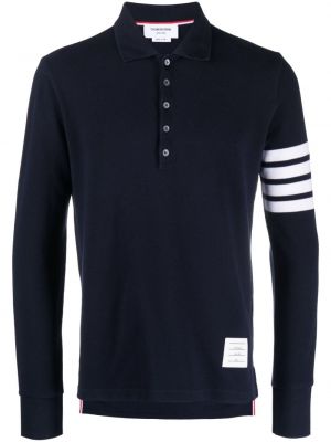 Svītrainas polo krekls ar apdruku Thom Browne zils