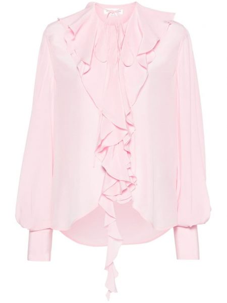 Jedwabna koszula Victoria Beckham różowa