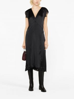 Saténové večerní šaty Isabel Marant černé