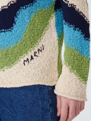 Bluza z kapturem bawełniana w paski Marni
