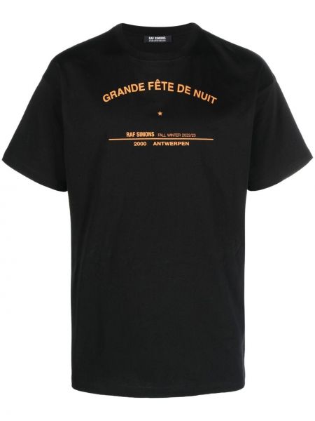 T-krekls ar apdruku ar apaļu kakla izgriezumu Raf Simons melns