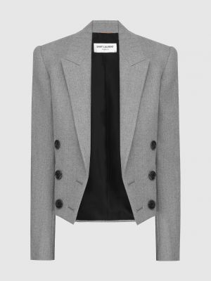 Шерстяной пиджак Saint Laurent серый