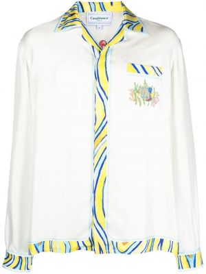 Копринена риза с принт Casablanca бяло