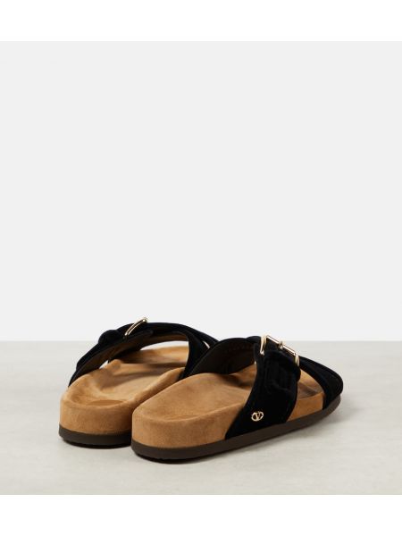 Sametové sandály Valentino Garavani černé