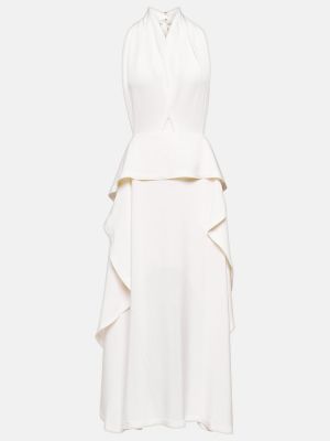 Satynowa sukienka długa Victoria Beckham biała
