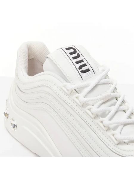 Sneakersy skórzane Miu Miu Pre-owned białe