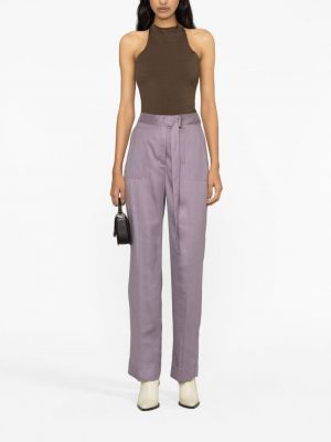 Rovné kalhoty z lyocellu Calvin Klein fialové