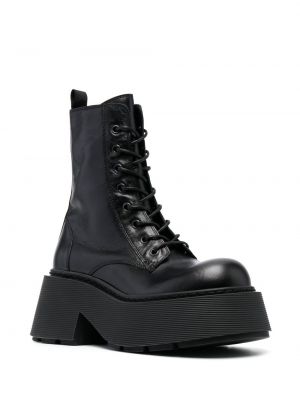 Iš natūralios odos auliniai batai su raišteliais su platforma Vic Matié juoda
