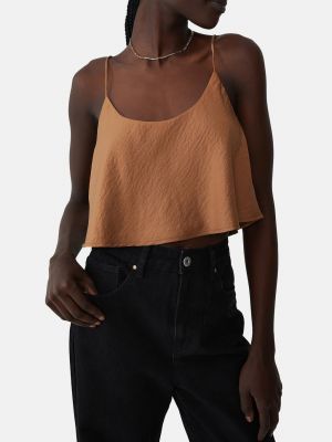 Хлопковая блузка Cotton On коричневая