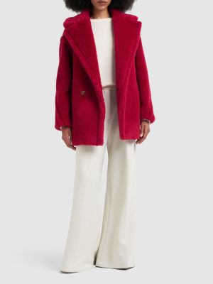 Krótki płaszcz wełniany Max Mara czerwony