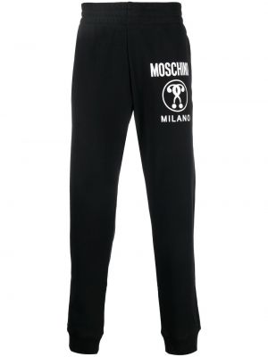 Pantaloni con stampa Moschino nero