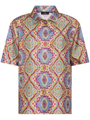Hedvábná košile s potiskem s paisley potiskem Etro růžová