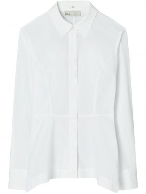 Peplum bavlnená košeľa Tory Burch biela