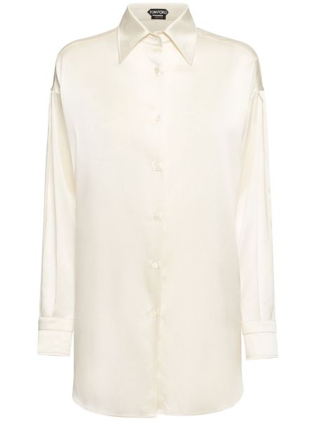 Relaxed fit skjorta i satin i siden Tom Ford vit