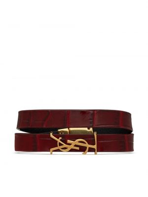 Bracelet en cuir à motif serpent Saint Laurent rouge