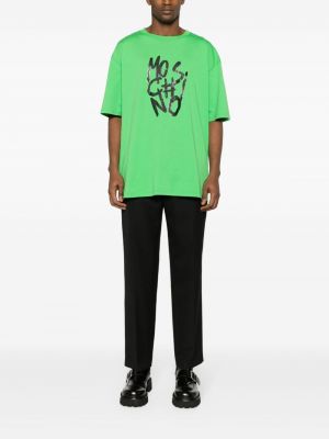 Kokvilnas t-krekls ar apdruku Moschino zaļš