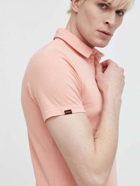 Pamučna polo majica Superdry ružičasta