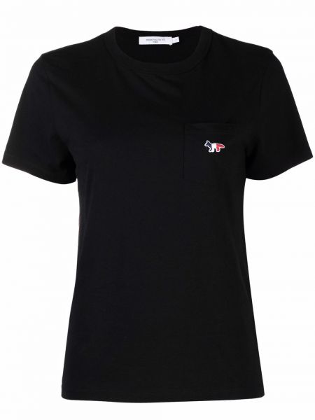 Camiseta con bordado Maison Kitsuné negro