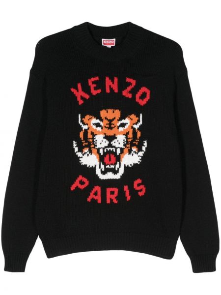 Chunky пуловер с тигров принт Kenzo черно