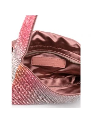 Bolsa de hombro de raso de seda de malla Benedetta Bruzziches rosa