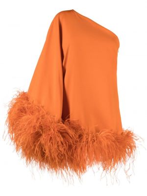 Koktejl obleka s perjem Taller Marmo oranžna