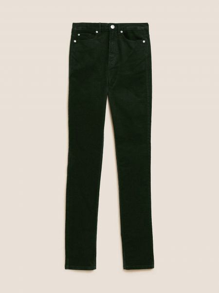 Панталон от рипсено кадифе Marks & Spencer зелено