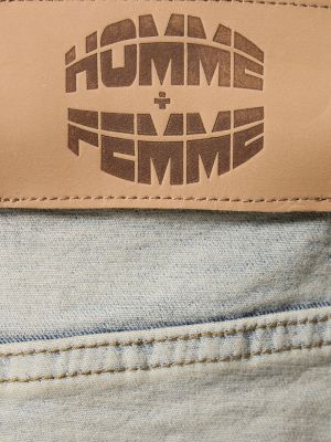 Jeansy bawełniane Homme + Femme La niebieskie