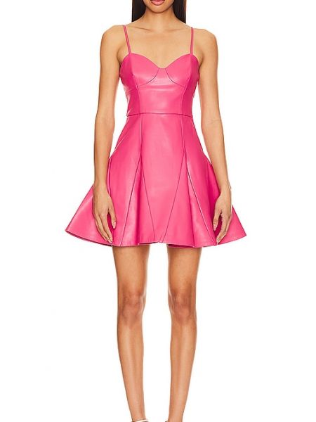 Mini vestido de cuero bootcut de cuero sintético Susana Monaco rosa